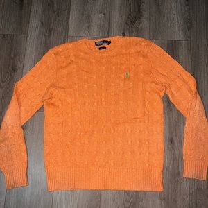 Polo Ralph Lauren silk cable knit orange sweater medium